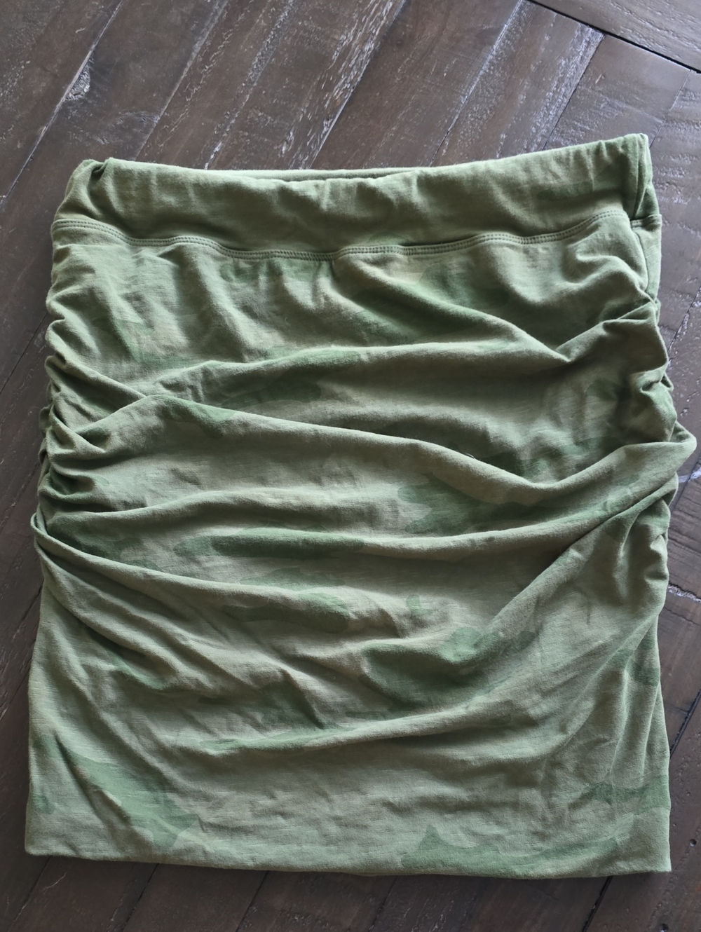 Sundry Army Olive Ruched Mini Skirt